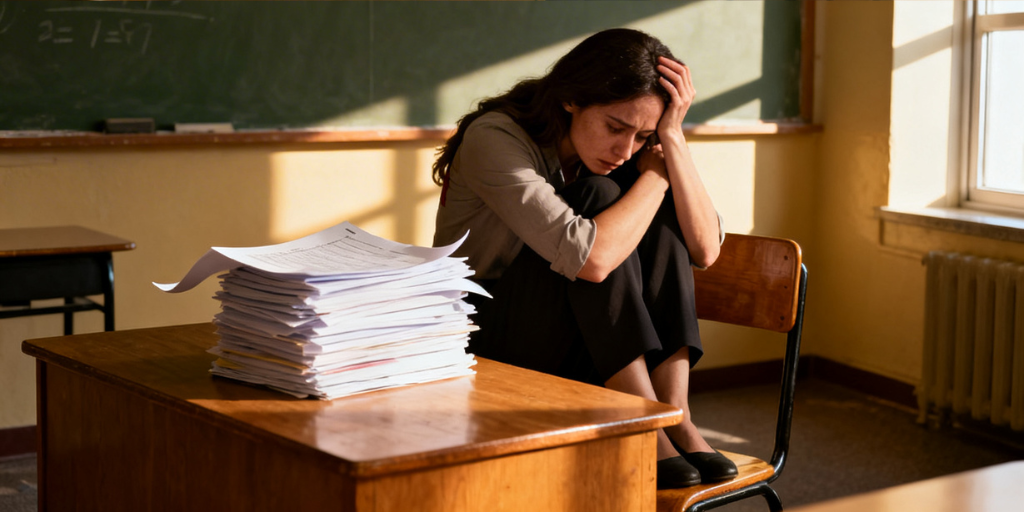 落ち込む女性教師